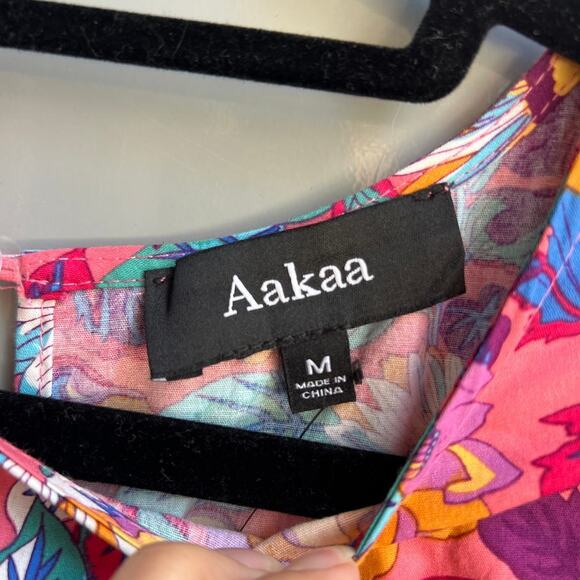 NEW Aakaa Multicolor Floral Pleated Mini Sun Dress Size M - Picture 6 of 8